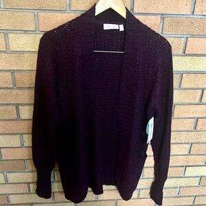 NWT RD Style Montoya Knit Open Cardigan Sweater Deep Purple/Burgundy Size S
